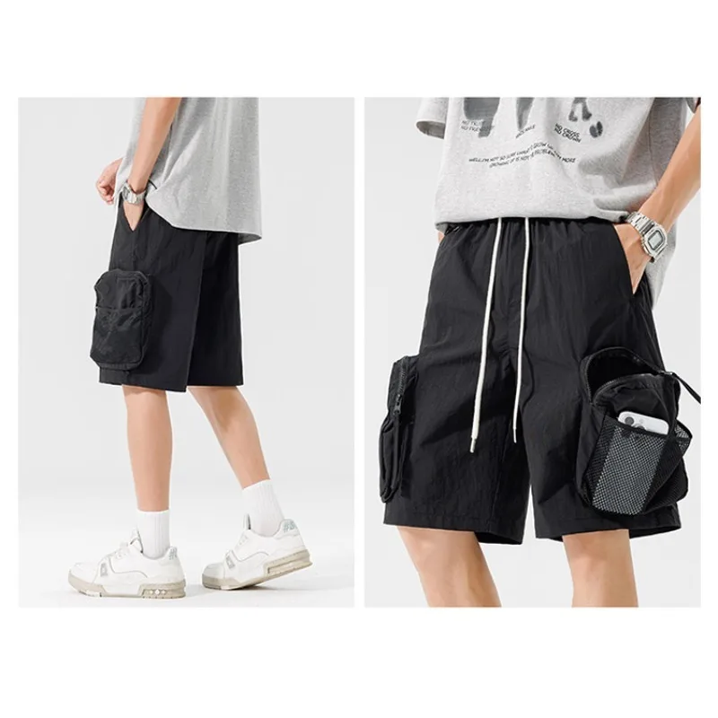 

Summer Breathable Ice Silk Shorts for Men Casual Multi-Pocket Short Overalls Man High quality Loose Lightweight Sports Workwear