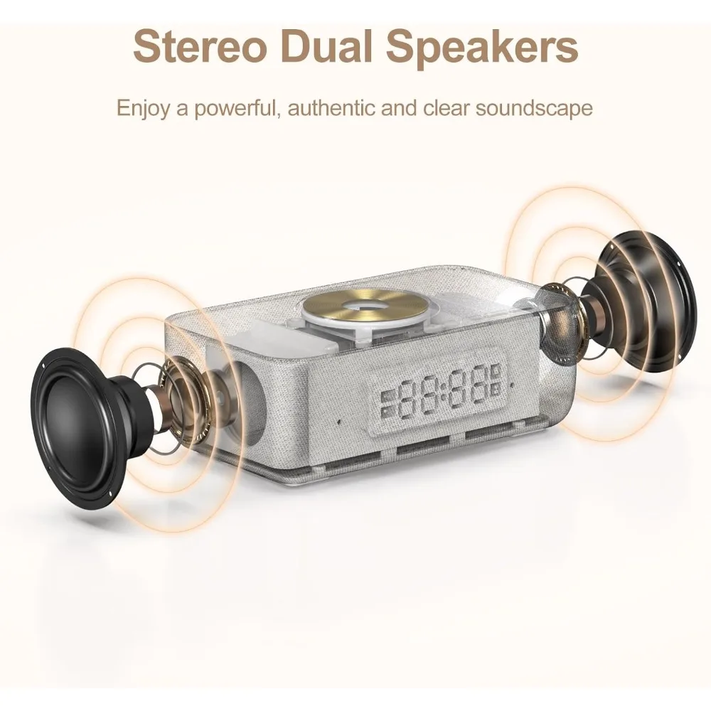 ساعة منبه شحن لاسلكية مغناطيسية سريعة 15 وات مع آلة ضوضاء بيضاء، 20 صوتًا، شاشة قابلة للتعتيم لغرفة النوم والمكتب #5