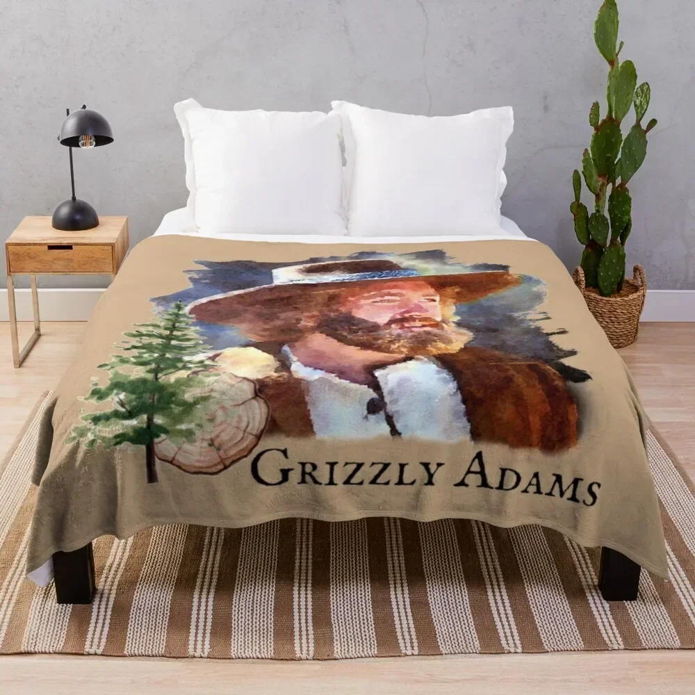 

Grizzly Adams Throw Blanket Travel Size Cozy Blanket for Plane Train