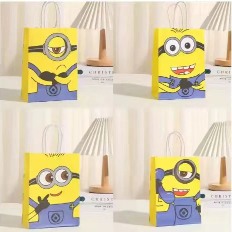 20pcs Despicable Me Minions birthday festival party paper gift bags kawaii gift packaging bags large capacity handbags wholesale view 2