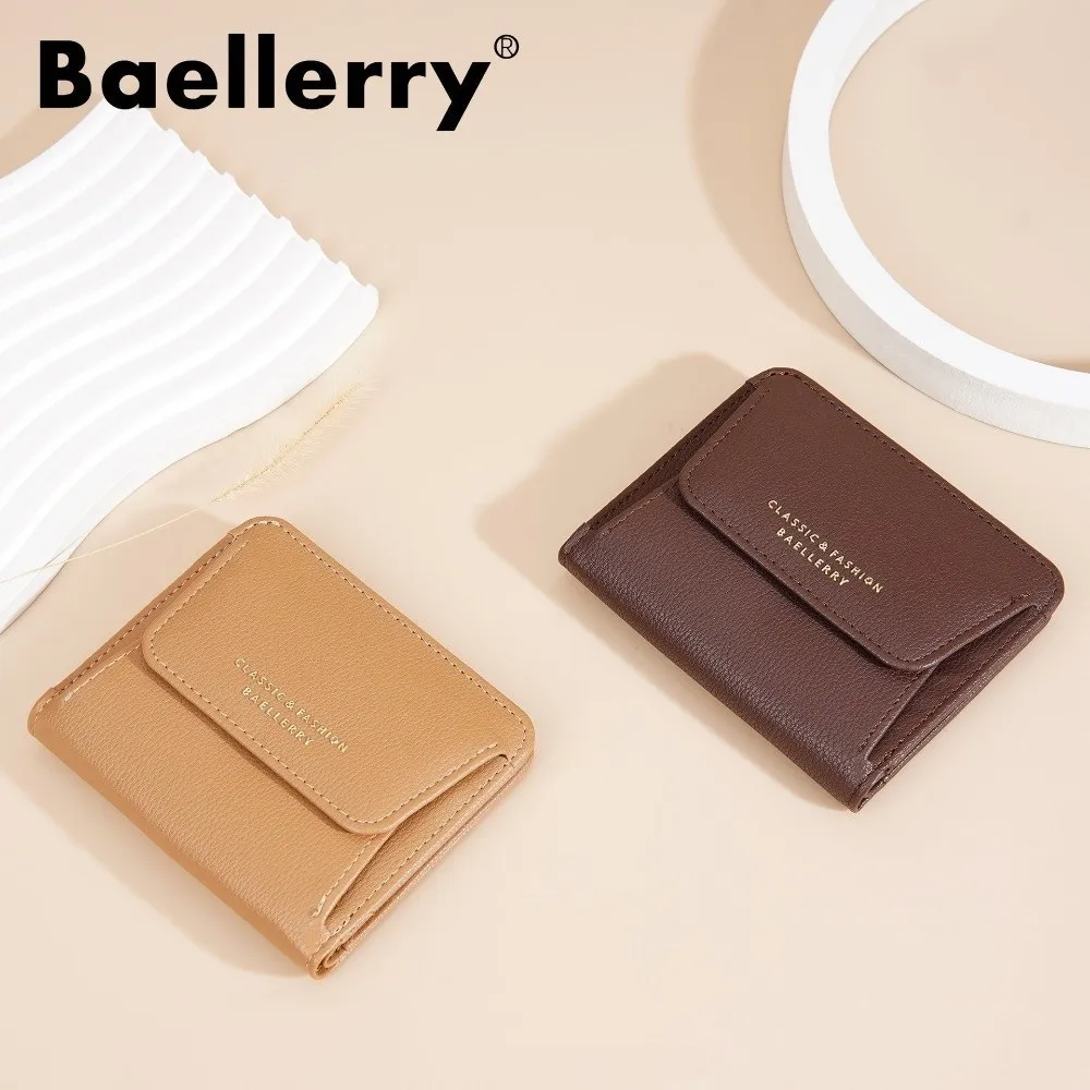 PU Leather Mini Short Wallet Large Capacity Lightweight Student Coin Purse Fold Korean ID Card Holder Women Girls