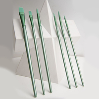4/6Pcs Watercolor Paint Brushes Wooden Handle Paint Brush Nylon Hair Flat Head Watercolor Brush Long Handle for Artist Students