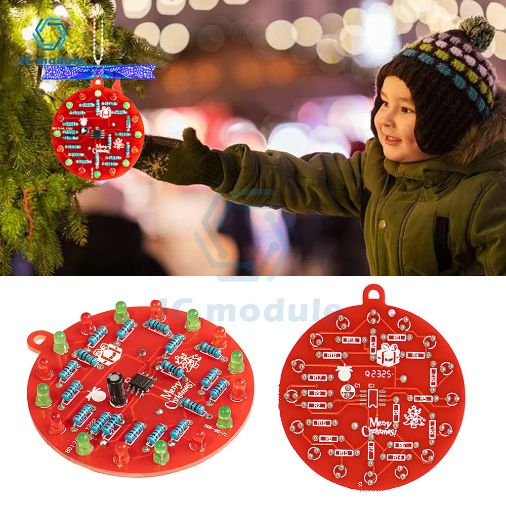 LED Christmas Tree Decoration Ne555 Flashing Light Pendant Pcb Circuit Welding Practice Diy Kit Novice Welding Teaching Training