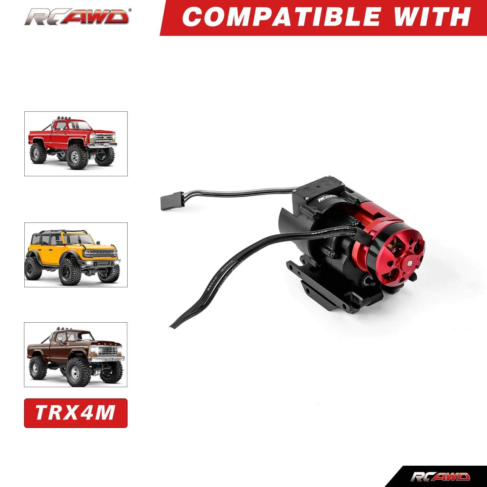 RCAWD TRX4M 2204 2800KV Motor 30A ESC 2-Speed Brushless Gearbox Kit for Traxxas TRX4M 1/18 Transmission Electric Wire Upgrade
