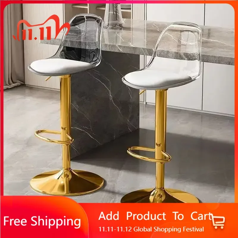 

Display Swivel Bar Stools Adjustable Acrylic Light Luxury Lounge High Chairs Relaxing Salon Party Accent Chaise Hotel Furniture