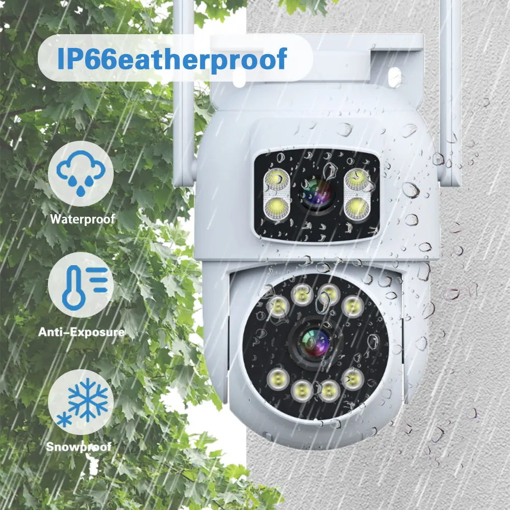 Smart Home 8MP Dual Lens WiFi Security Camera Outdoor PTZ Color Night Vision Wireless CCTV Surveillance Camera