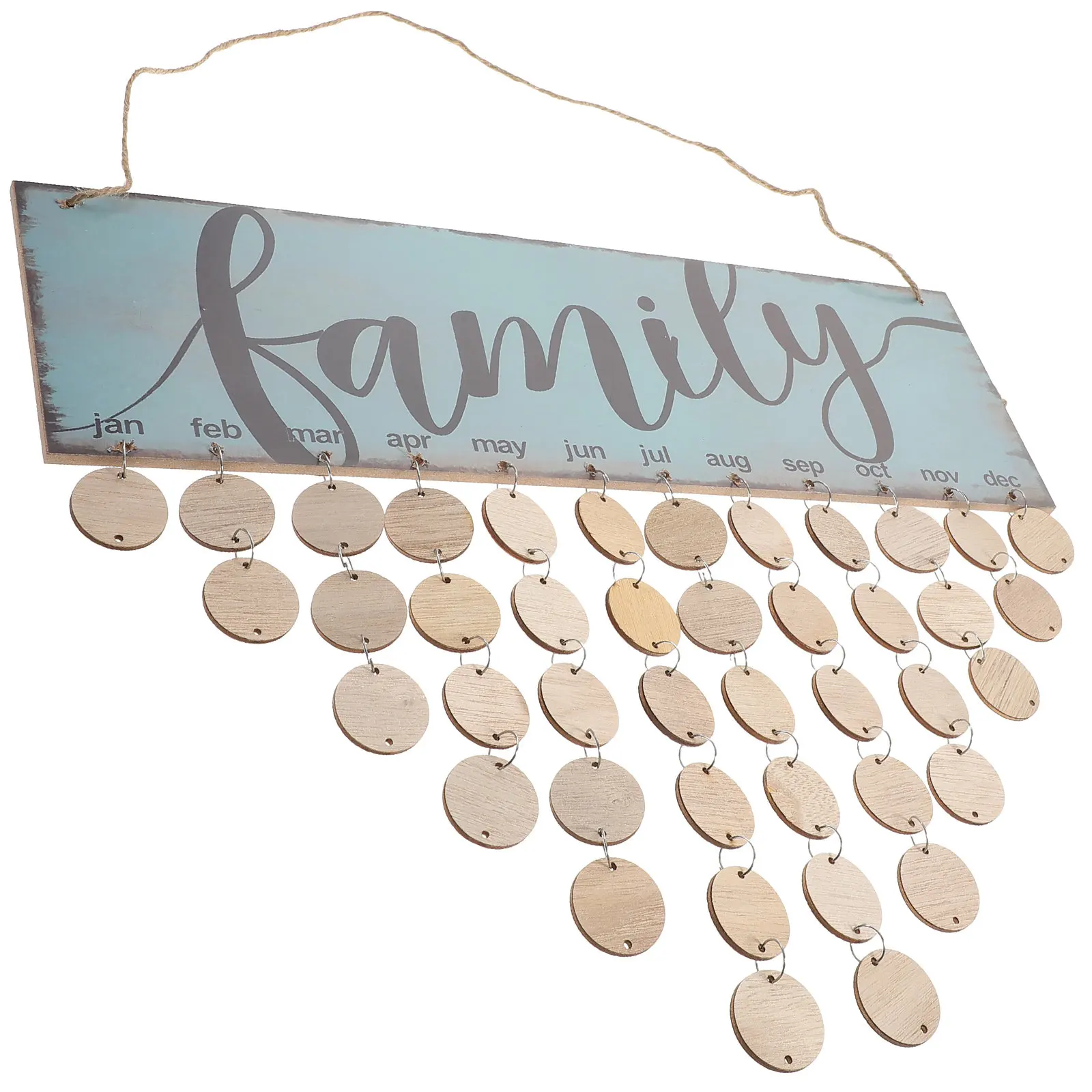 

Деревянный семейный календарь на день рождения с 50 круглыми дисками 12x5 см, красочный деревянный настенный декор для напоминания о днях рождения и Дне матери