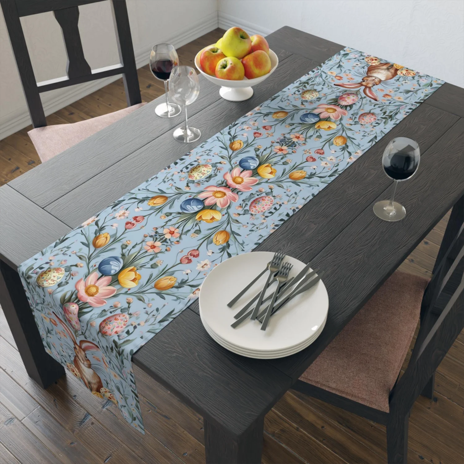 Botanical Easter Table Runner: William Morris Inspired Spring Decor for Dining Room and Kitchen