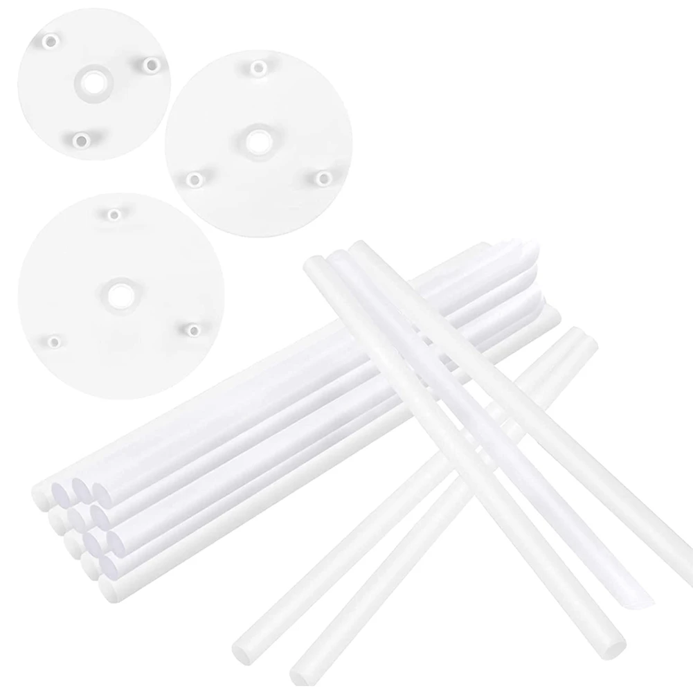 Cake Supports - Pack of 18 Cake Stands Reusable Dowel Rods Cake Supports with 3 Cake Plates for Multi-Tier Cakes