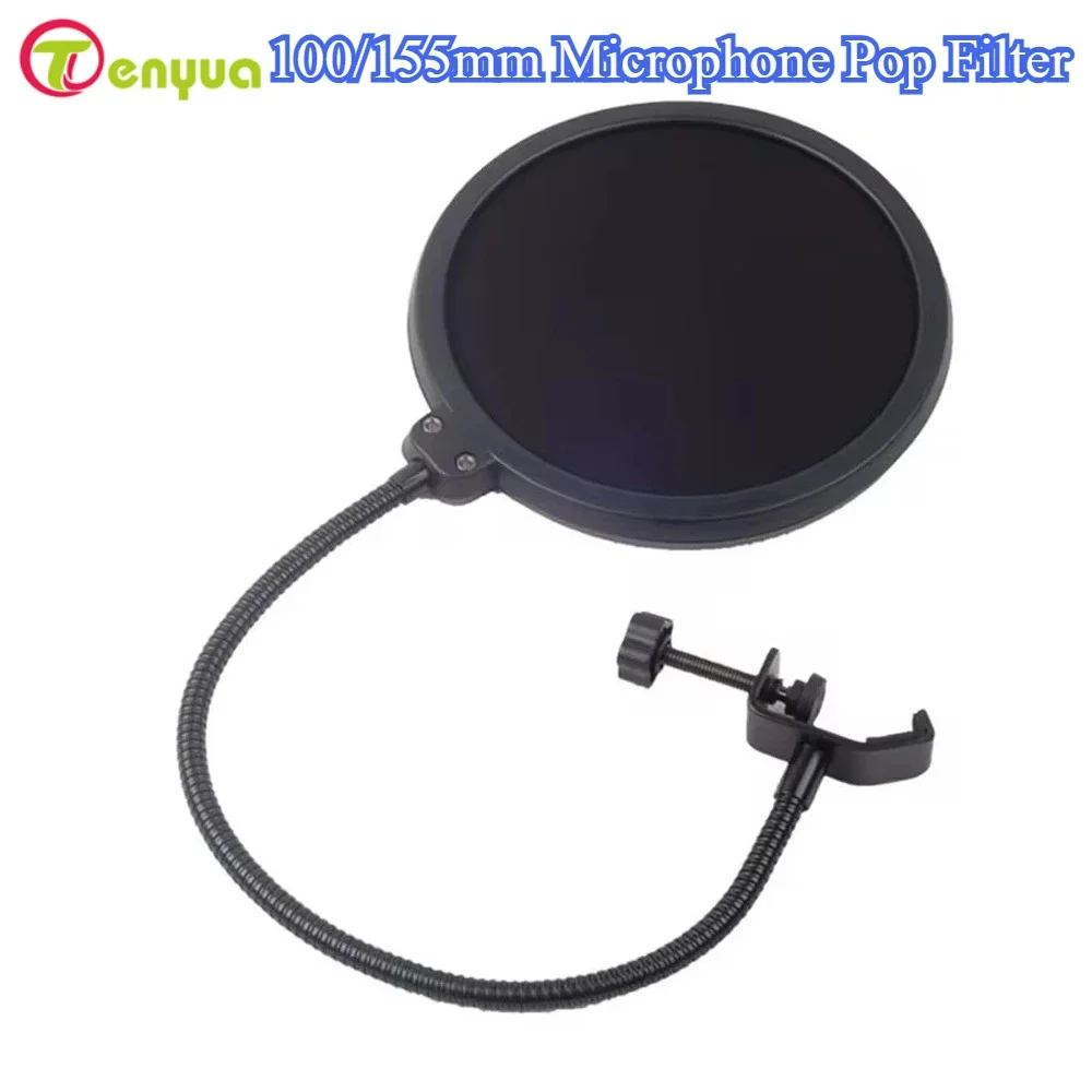 100/155mm Double Layer Studio Microphone Flexible Wind Screen Sound Filter for Broadcast Karaoke Podcast Recording Accessories