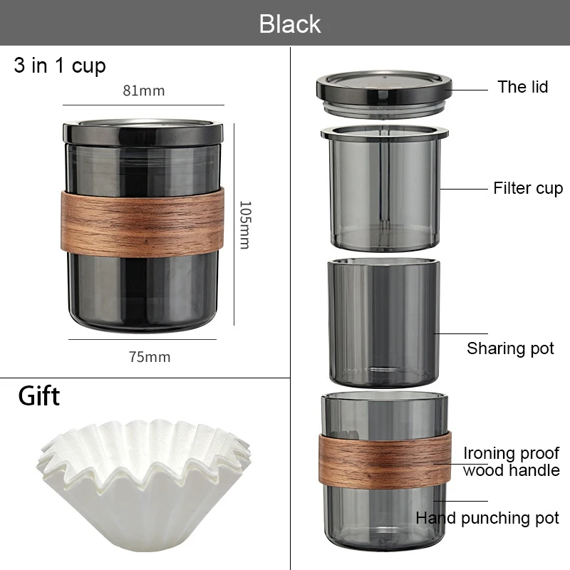 Portable 3-in-1 Coffee Set with Hand Coffee Maker, Carry-on Filter Cup and Strainer for Travel Coffee Cup Set  Nespresso Vertuo