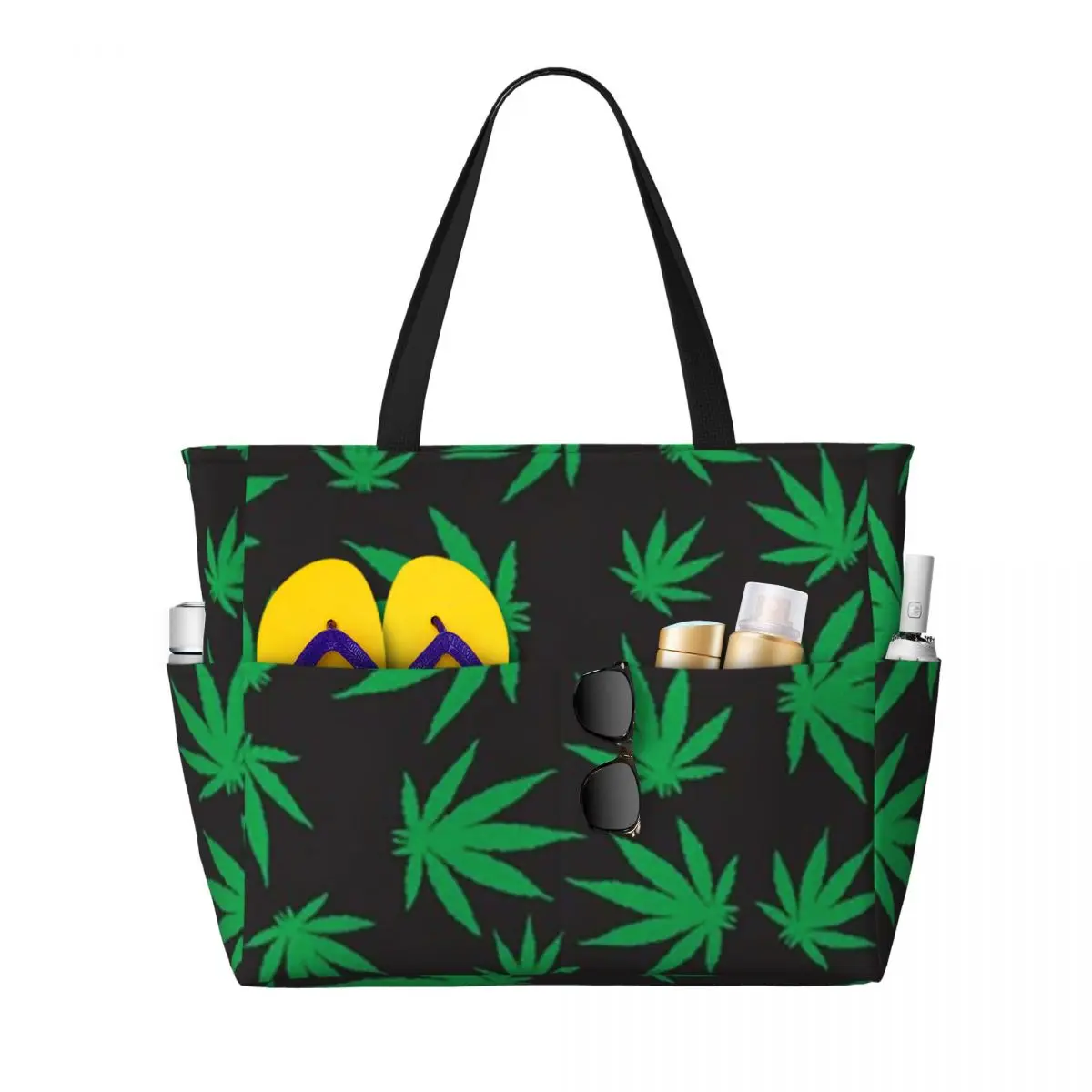 

Cannabis Leaves Marijuana Weed Leaf Beach Tote Bag Sport Gym Yoga Duffle Large Tote Bag Women Travel Bag Fitness bag