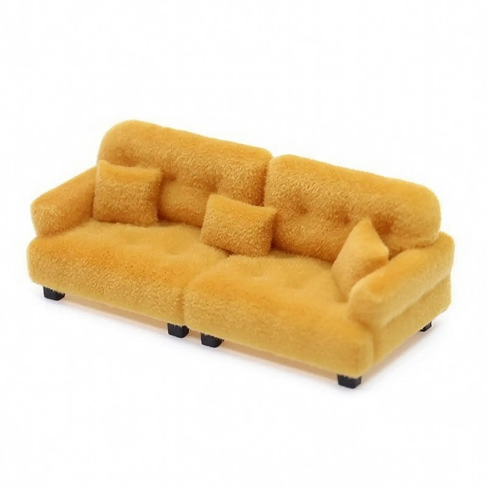 Flocked Dollhouse Sofa with Decorative Cushions Authentic 1:30 Scale Miniature Sofa Versatile PLA Miniature Couch with Short