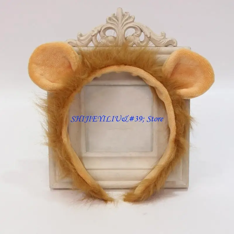 

E21F Carnivals Ear Headbands Plush Hairbands Cartoon Party Hair Decors