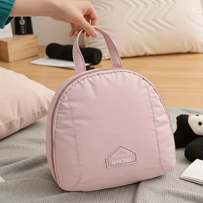 منظم السفر للملابس الداخلية والجوارب والملابس - حقيبة تخزين مع حجرات بسحاب، وخيارات باللون الوردي والبيج، وتصميم مدمج