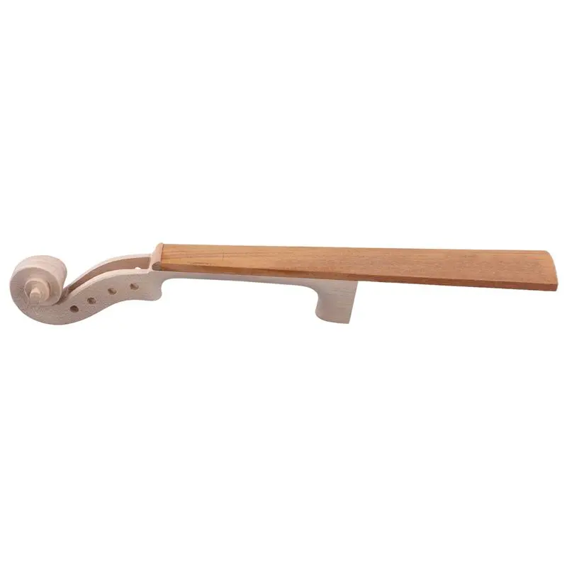 AEF5-Unfinished Flames Violin Neck Headstock Scroll 4/4 Unvarnished DIY Violin Head Peg Box