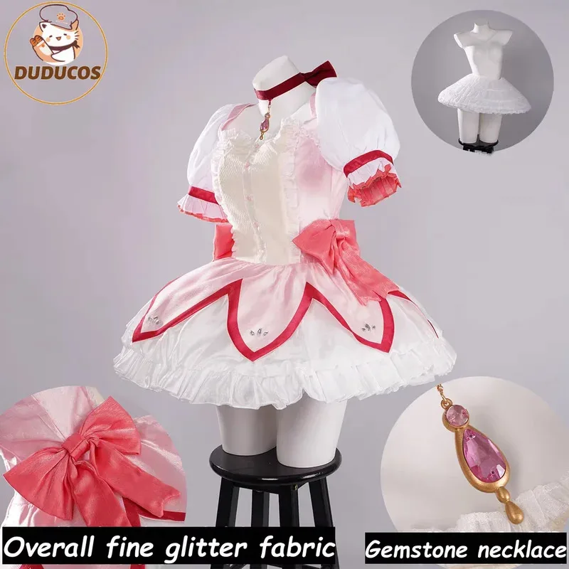 

В наличии SSR Madoka Косплей Костюм Kaname Combat Battle Suit Mahoushoujo Magic Girl Puella Magi ☆ Парик Magica Хэллоуин