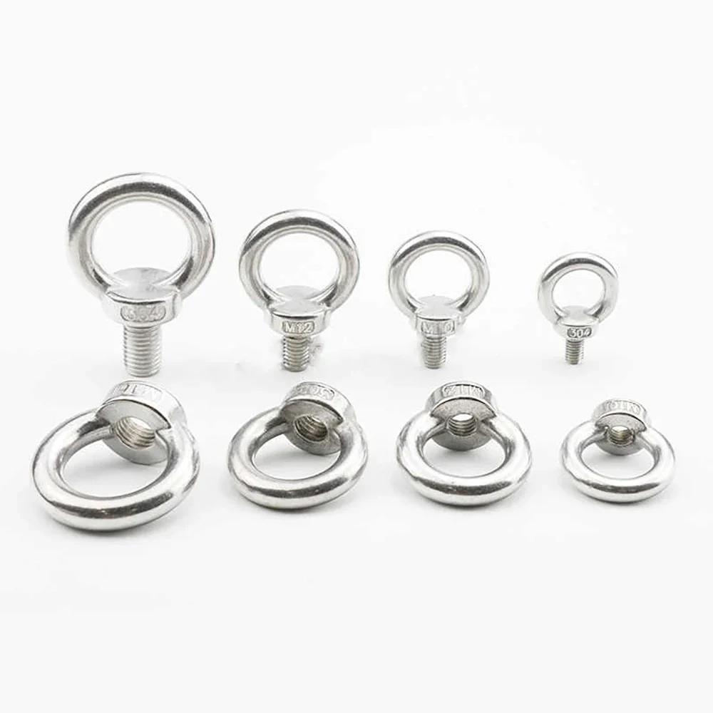 1Pcs 304 Stainless Steel With Rings Screw/Nut M3 M4 M6 M8 M10 M12 M16 M20 M24 M27 M30 Lifting Ring Nut/Screw Round Loop Rings
