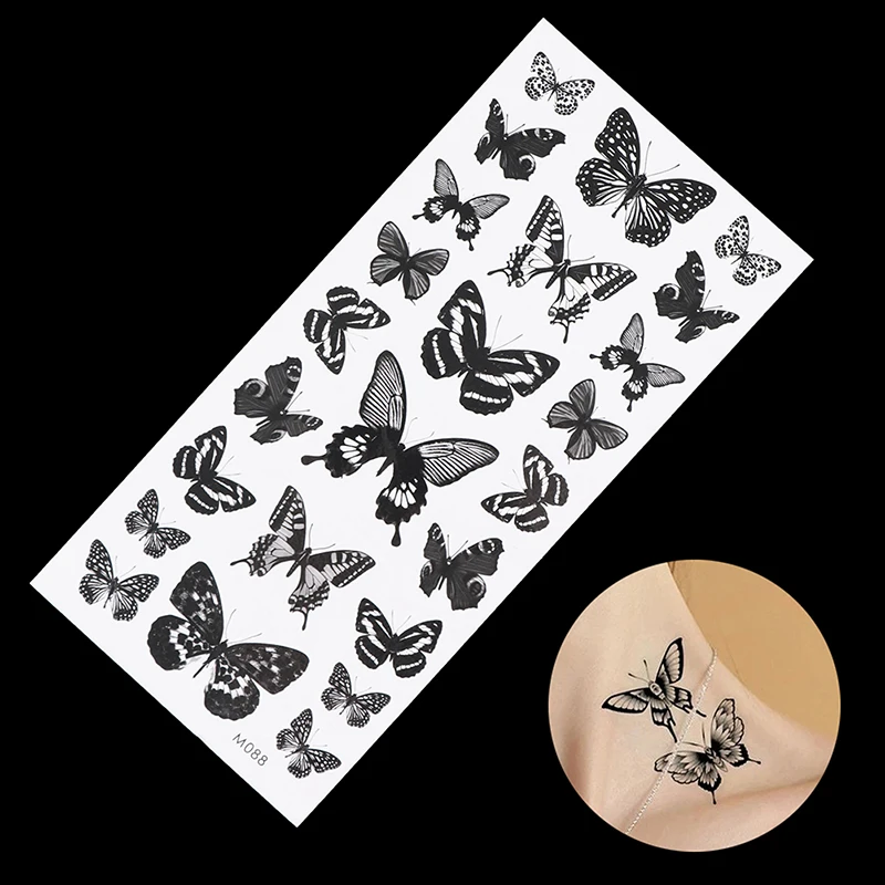 1 Sheet Waterproof Temporary Tattoo Sticker 3D Butterfly Fake Tattoo Flash Transfer Tatoo Leg Arm Hand Foot for Women Body Art