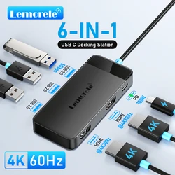 Lemorele TC122 USB C HUB Dual HDMI 4K Docking Station USB 3.0 PD 100W Type C Port for Macbook iPad M2 M1 Steam Deck