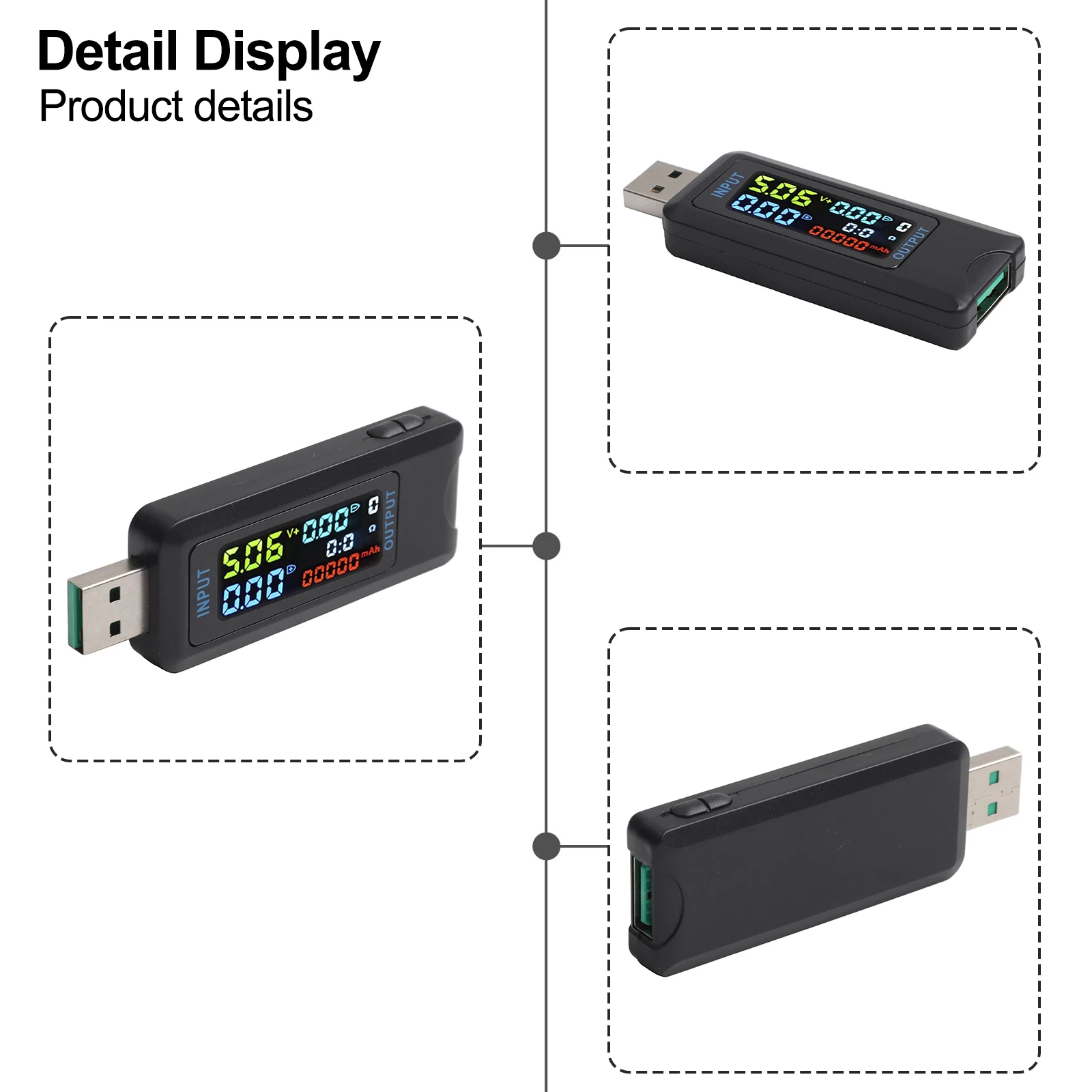 USB C Power Meter Measure Voltage Current Capacity and Energy with High Definition Color Screen for Quick Reference