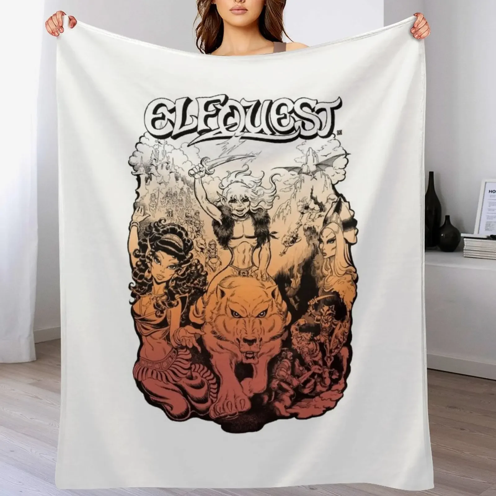 ElfQuest: First Portfolio Throw Blanket heavy to sleep Plaid Sofas Blankets