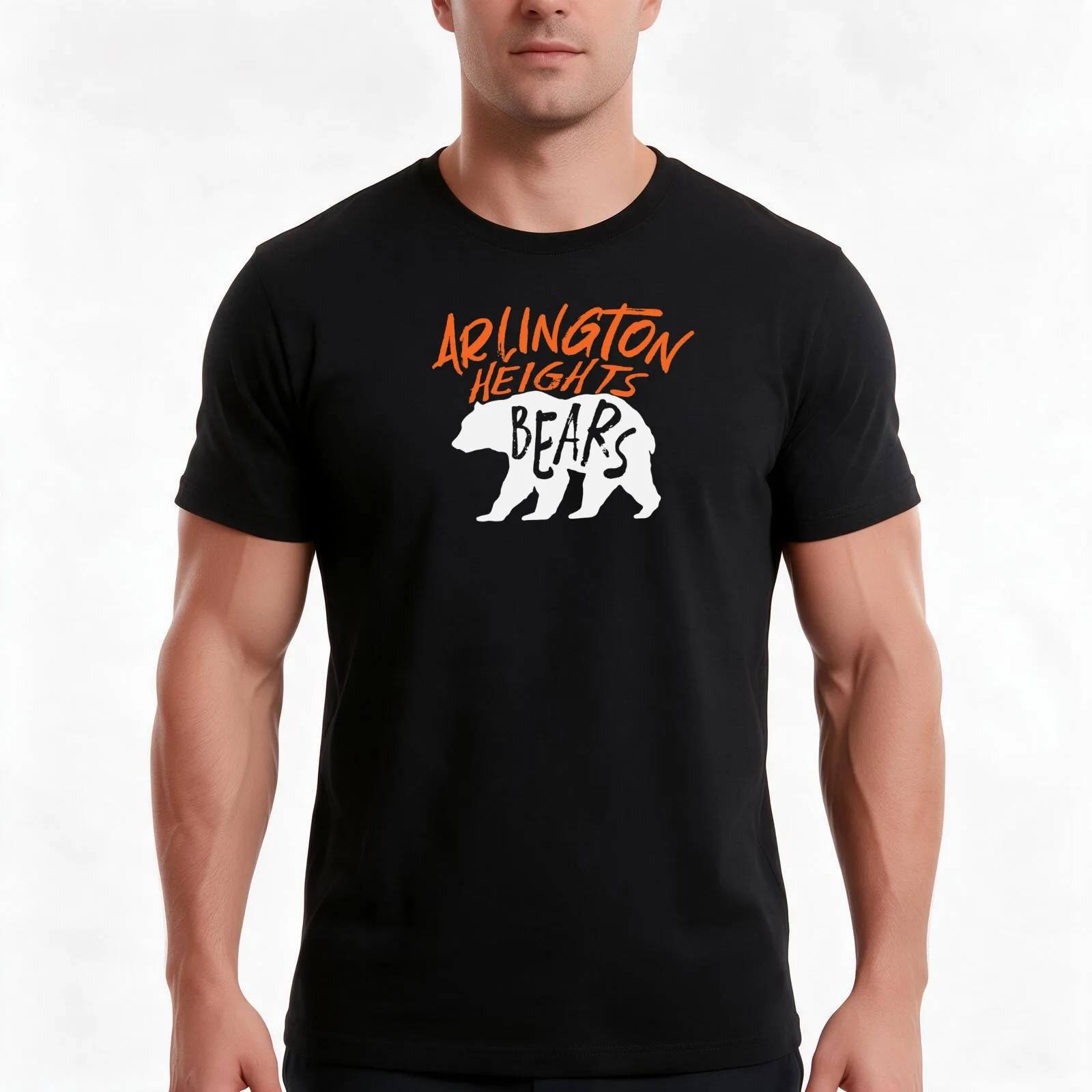 Arlington Heights Bears Football Team Touchdown Retro Endzone Classic Bear Blue T-Shirt Summer Casual Cotton Tee 100% Cotton