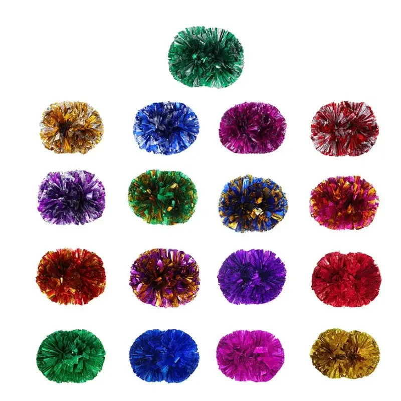 Bunte Griff Cheerleading Pom Poms Big Cheer Bälle Silber Rot Gelb Blau Hand Tanz Pompons Vocal Dance Party Come On Requisiten