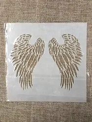 13cm Pair Wings DIY Layering Stencils Wall Painting Scrapbook Coloring Embossing Album Decorative Template