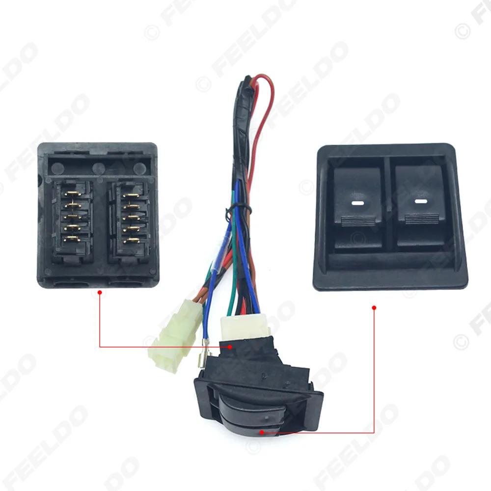 

General-purpose vehicle power window switch hook type front 2 doors electric window 3 switch wiring harness 12V24V glass lift