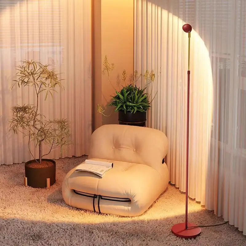 

Modern Simple Red Tall Cob Floor Lamp Home Decoration Standing Lights Height And Angle Adjustable Eye Protection Ambient Lights