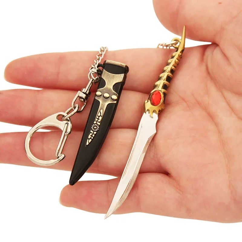 Gioco TV Portachiavi con arma periferica 9 cm Dragonbone Medievale Samurai Spada Arma Modello Accessori pendenti Portachiavi Regalo Giocattoli