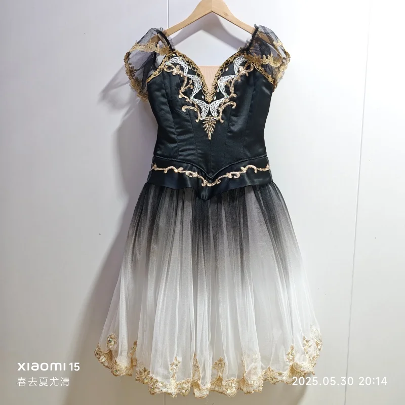 Qiwu Ballet Black Professional Edition Open Button Long Dress Customization