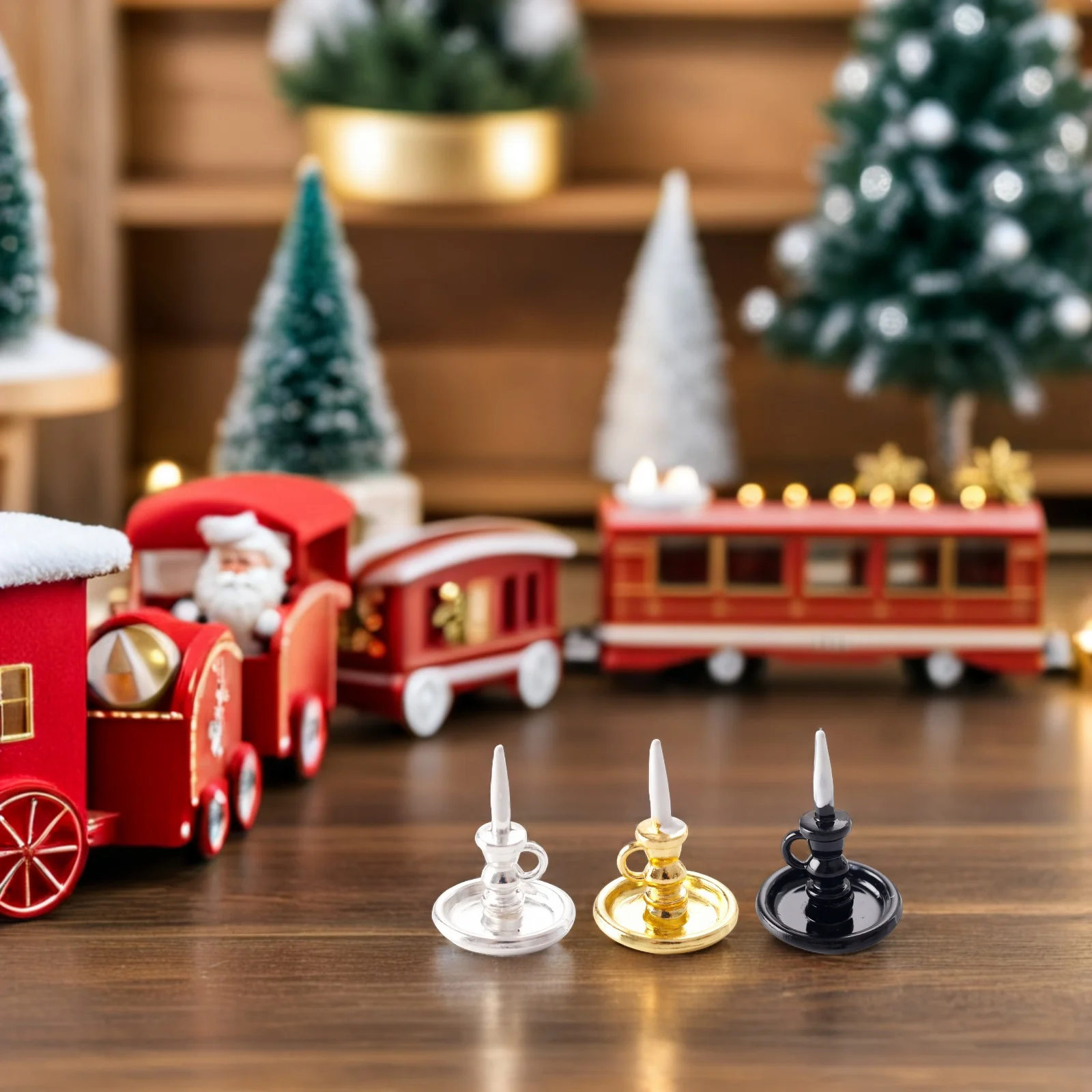 

3pcs Miniature Dollhouse Accessories 1:12 Scale Tiny Metal Candlestick Holder European Style Diy Dollhouse Furniture Miniatures