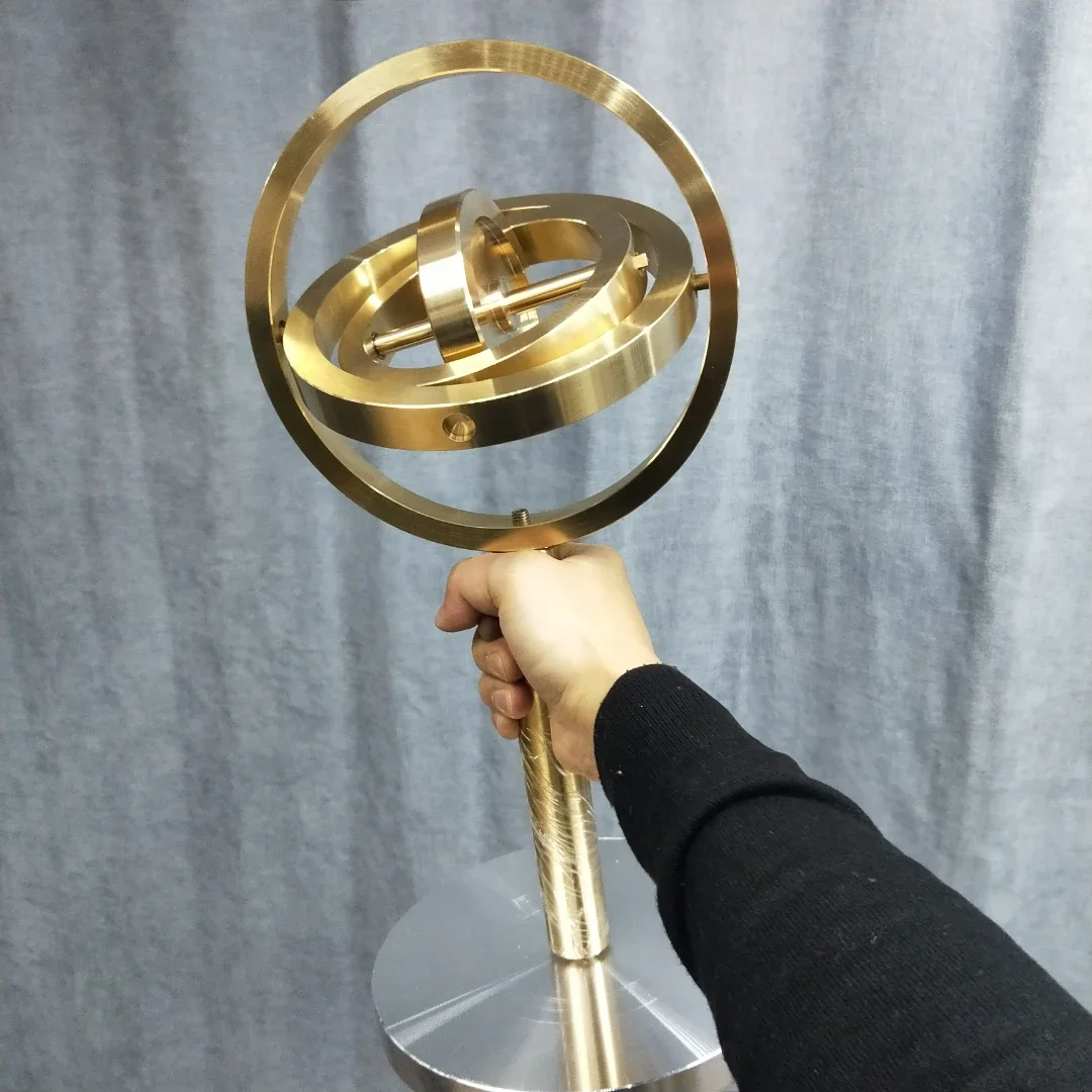 Brass Mechanical Metal Gyroscope Large Gyroscope Designed Student Science Technology Self Balancing Gyroscope Decompression Toy