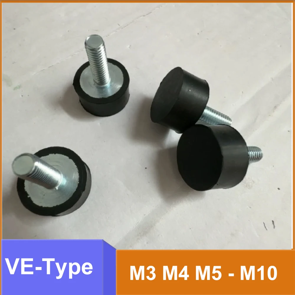 VE Type Rubber Shock Absorber Dia 8-60mm Crash Pad Vibration Engine Isolator Industrial Anti-Vibration Mounts M3 M4 M5 - M10