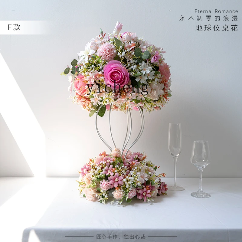 

ZYA Decorative Round Table Flower Arrangement Hotel Artificial Fake Flower Finished Table Flower