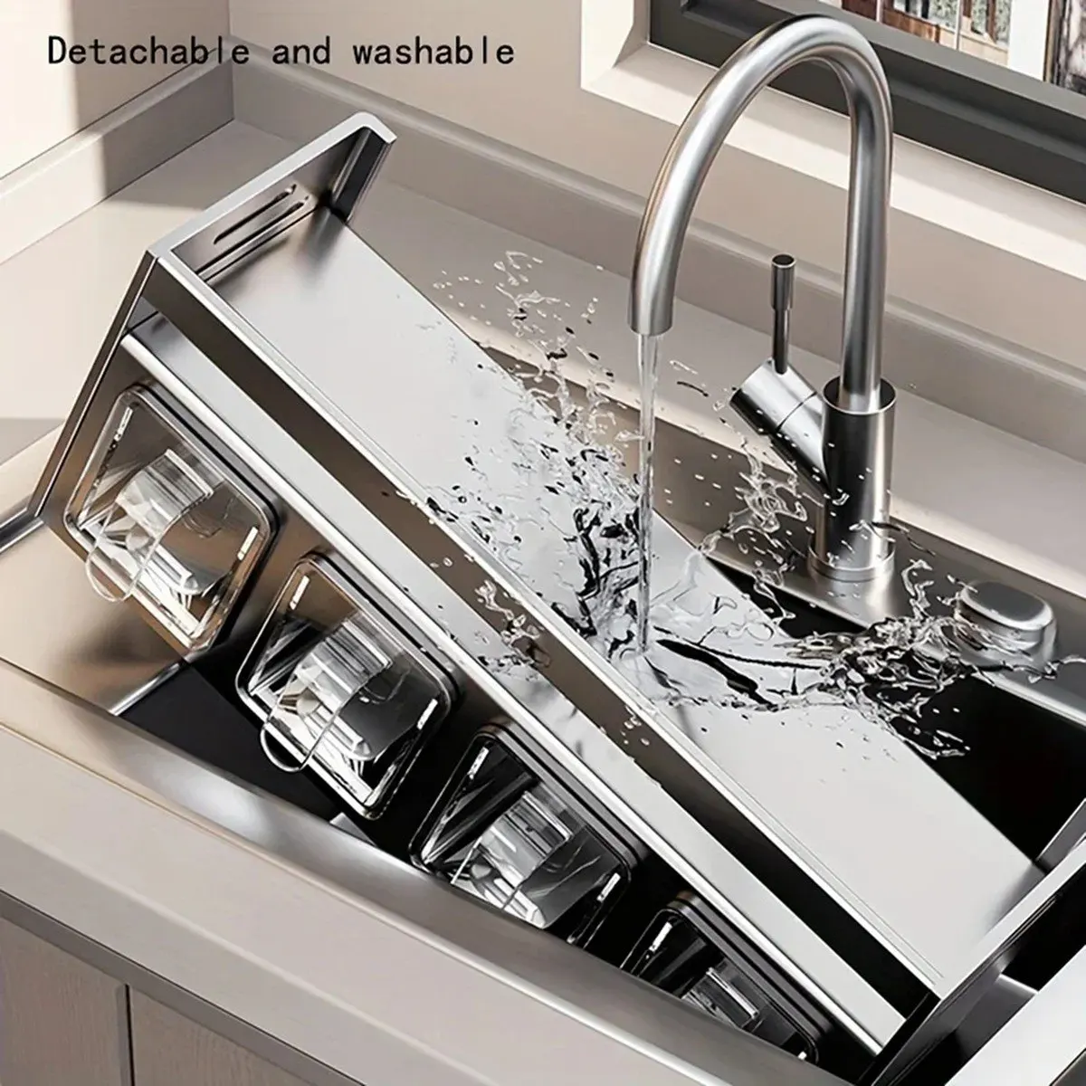 Kitchen Storage Organizer Stainless Steel Kitchen Spice Shelf Wall Mounted Multifunctional Spice Shelf Box Jar de Cocina
