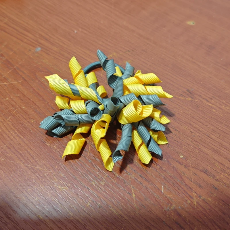 2PCS Trendy Firework Flower Hair Clips Curly Ribbon Bow Elastic Ties For Girls Kids Cute Bowknots Daily Accessories