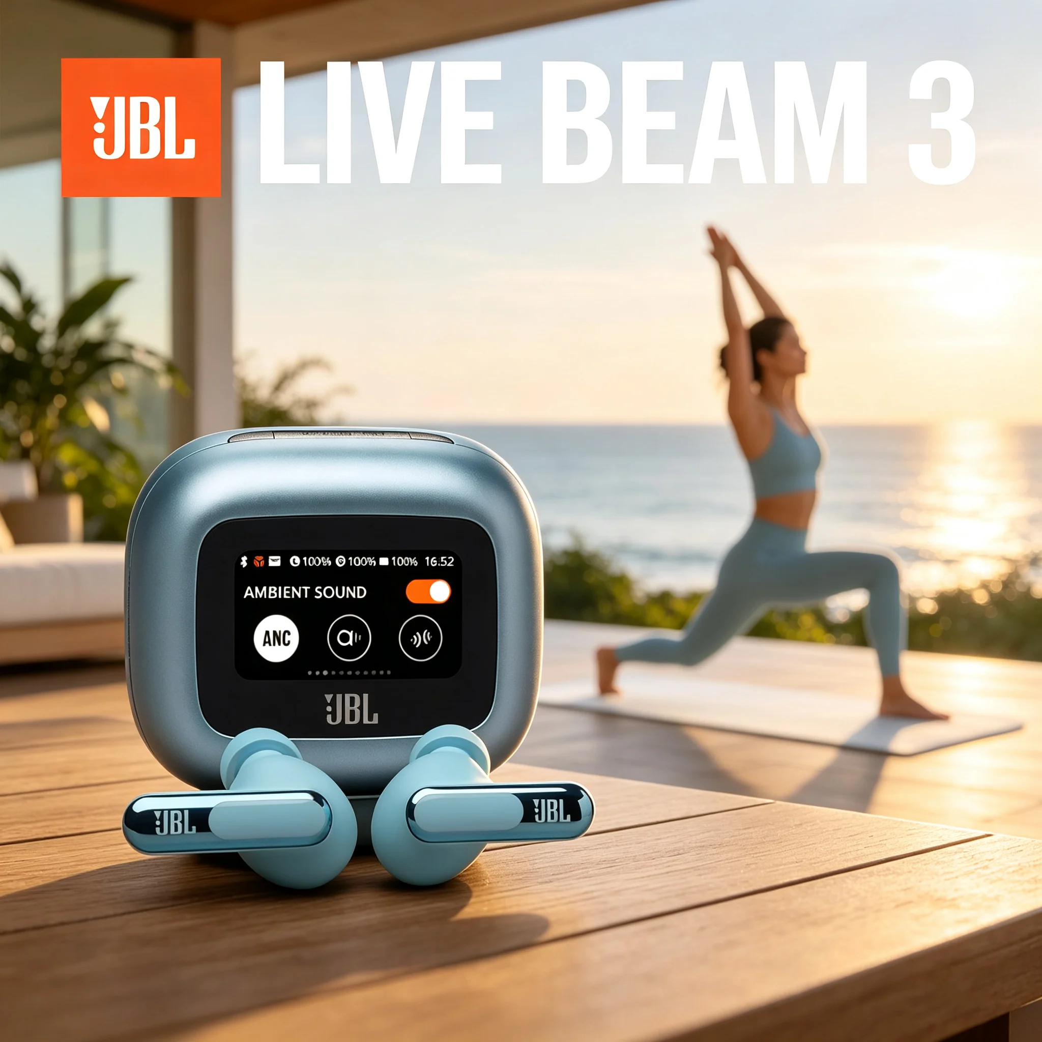 JBL LIVE BEAM 3 ANC True Wireless Earbuds Stick Style Design Personi-Fi 3.0 Custom Sound USB-C Fast Charging