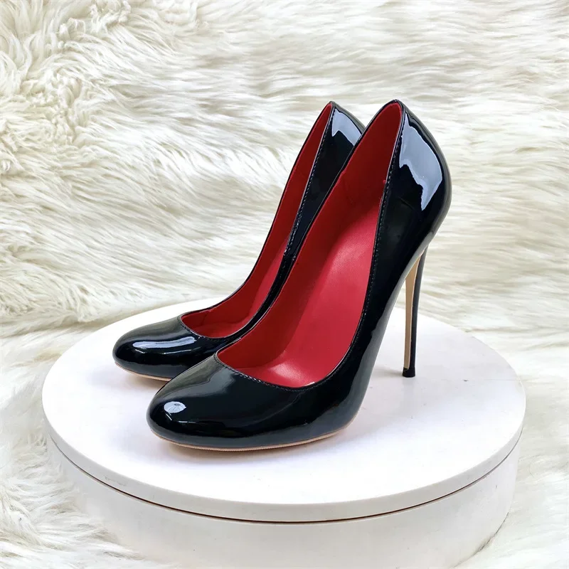 WEDDING Women Pumps PU Spring 2024 New Round Toe Slim Heel Shallow Mouth 12CM Sexy Temperament Woman Shoe Naked Color