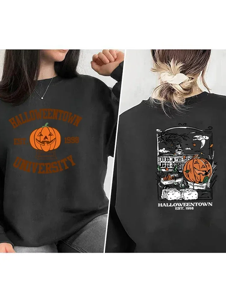 Vintage Halloweentown 1998 Sweatshirt 2 Side Print Halloweentown University Hoodie Pumpkin Fall Pullover Halloween Party Tops