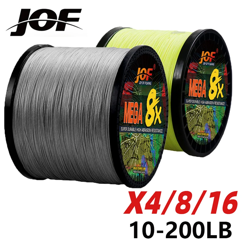 JOF X4/8/16 Braided Fishing Line 300M Wear-resistant Multifilament PE Wire Saltwater Fishing Tackle Extreme Power 10-200LB Pesca