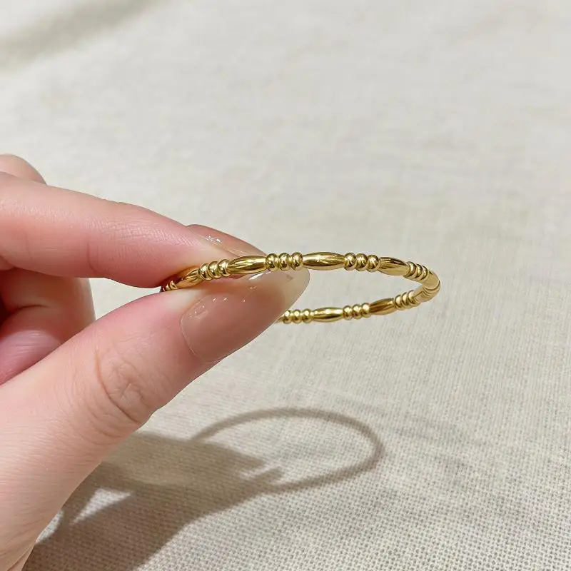 Waterproof Stainless Steel Beaded Bracelets Gold Silver Minimalist Stackable Jewelry for Women Workout Wear