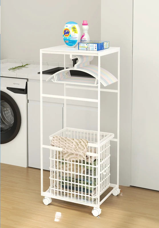 Washing machine side shelves,  hangers, storage racks, movable seams, dirty clothes baskets, clothes support, integrated storage