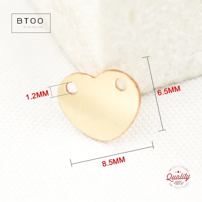 Heart 14K Gold Filled Single And Double Holes Pendant Heart Charm Jewelry for DIY Bracelet Necklace Making Jewelry Findings