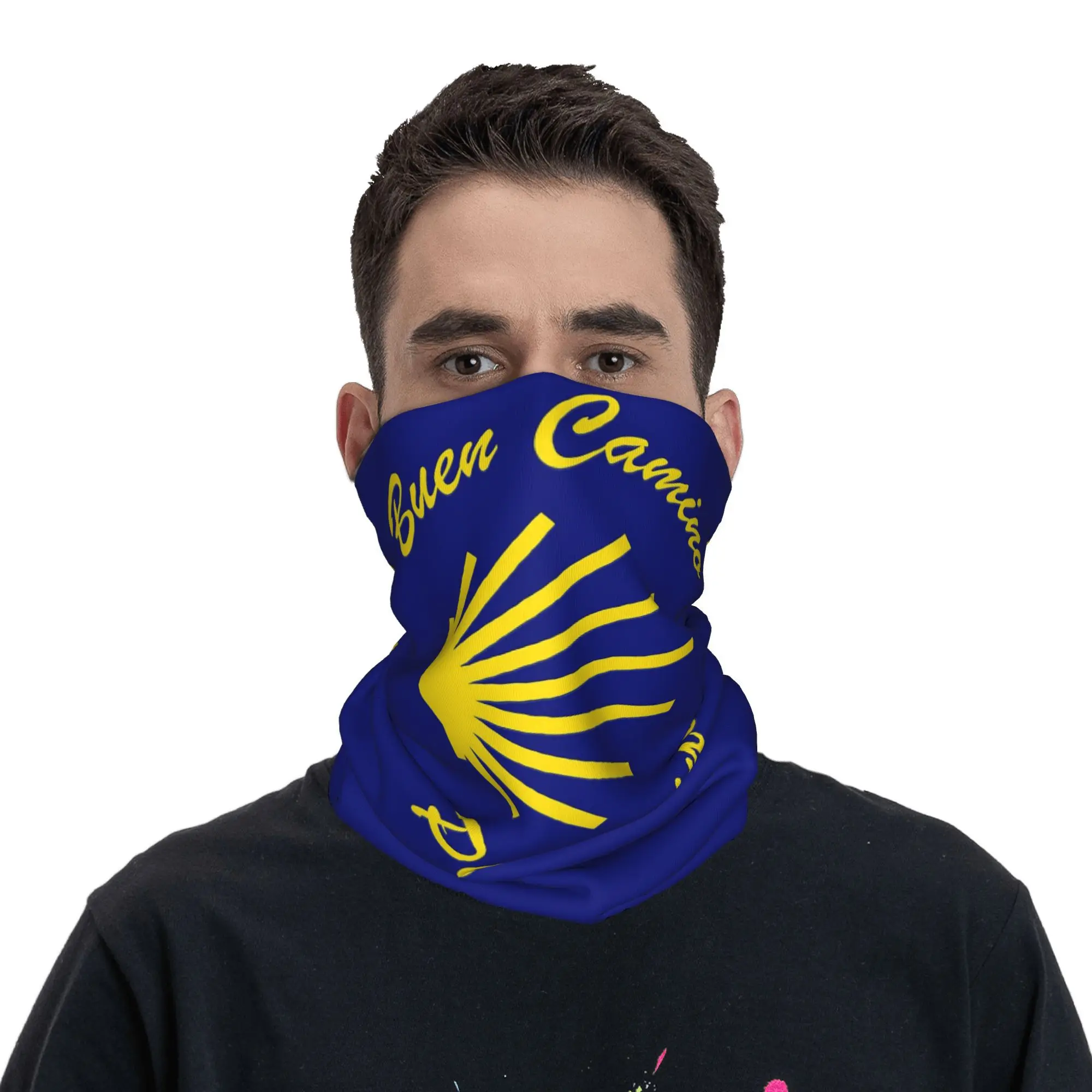 Camino De Santiago 가리비 두건 목 커버 인쇄 마스크 스카프 따뜻한 Balaclava 야외 스포츠 남성 여성 성인 올 시즌