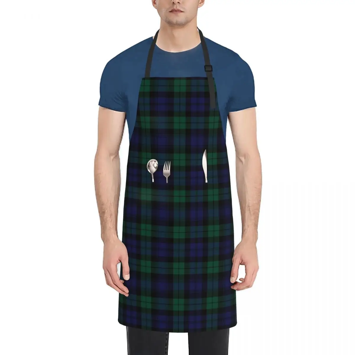 

Blackwatch Tartan Modern Cute Blue and Green Plaid Apron Kitchen Kawaii Accessories Kitchen Ladies Apron