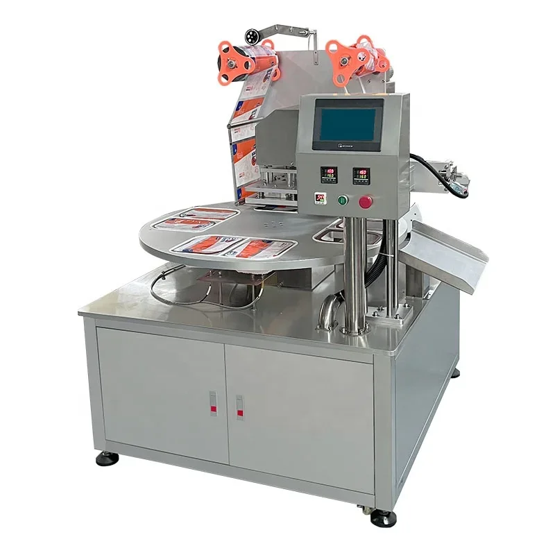 Fully automatic Rotary Automatic Pre-cooked Food Takeaway Plastic Box Continuous Sealing Packaging Machine heat sealing machine