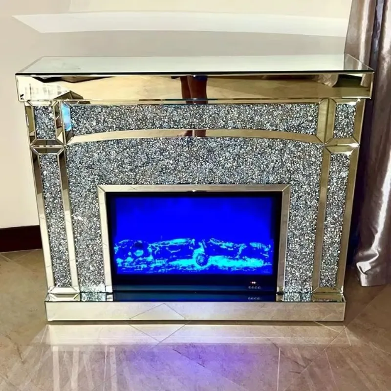 Living room furniture Floating crystal electric mirror fireplace with remote control and different colors